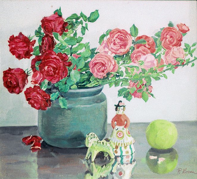 Still life with vaze 80's size unknown oil on canvas